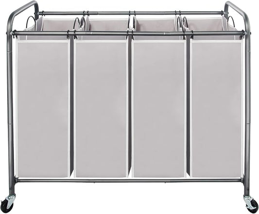 STO STO Laundry Sorter 4 Section, 4 Bag Laundry Hamper, Rolling Laundry Cart by STOSTO