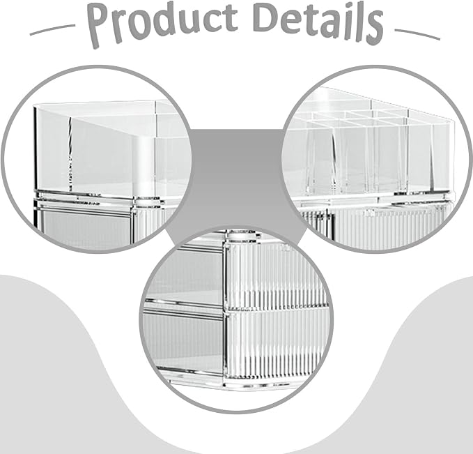 Fenteer Makeup Organizer Drawer Organizer Clear Large Capacity Cosmetic Display - Image 2