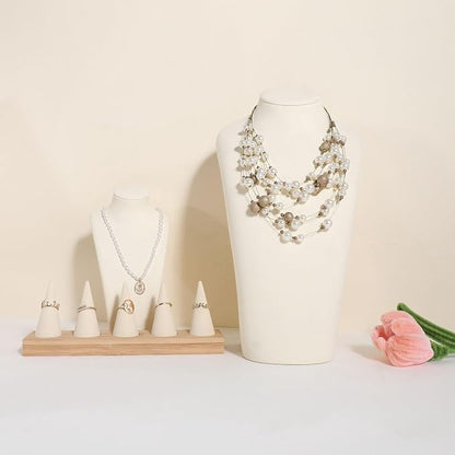 GemeShou Beige necklace hanger jewelry organizer, Velvet jewelry stand necklace - Image 6