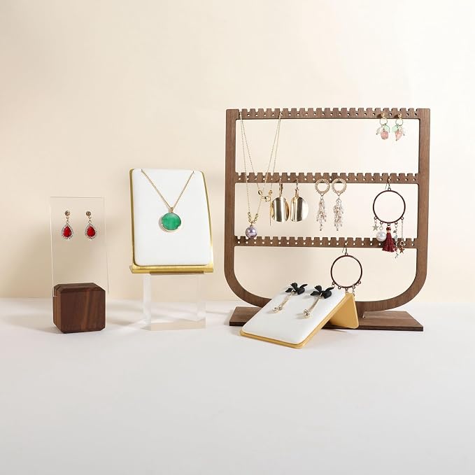 GemeShou White Necklace display stand, Velvet Jewelry necklace display holder - Image 3