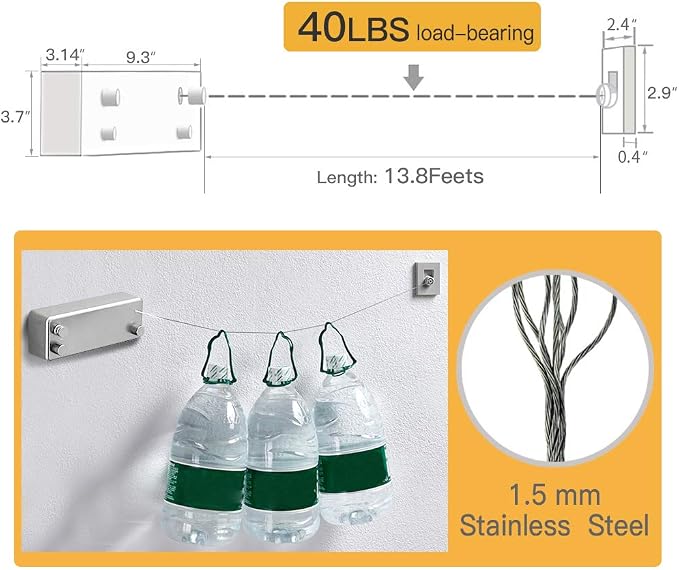 BESy Retractable Clothesline ABS case+Aluminum Dryer - Image 5