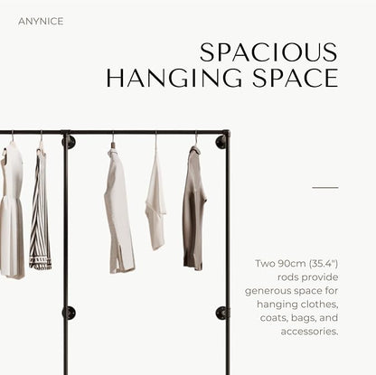 Industrial Pipe Clothing Rack, Heavy Duty Wall Mounted Clothes Rack, Retail - Image 4
