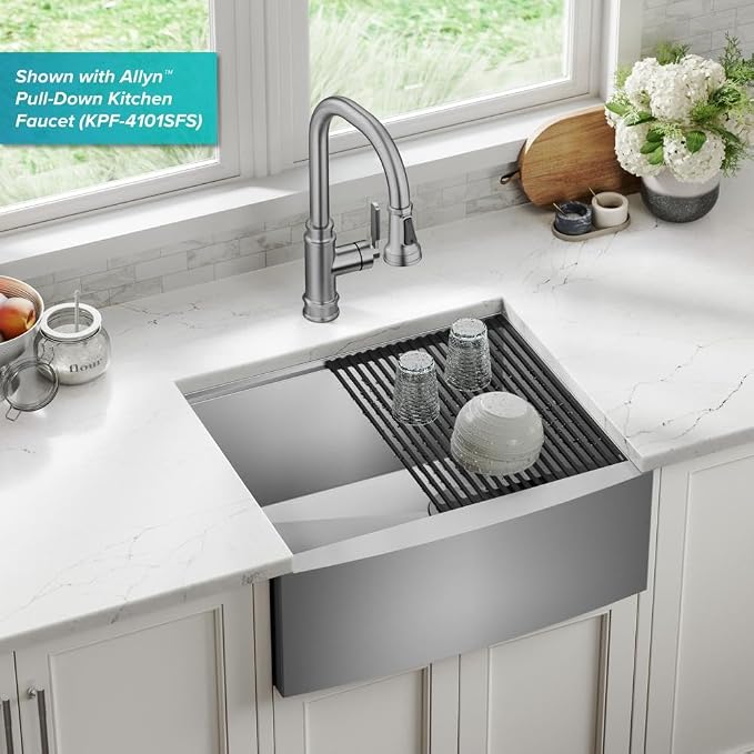 KRAUS Kore 24-Inch Farmhouse Workstation 16 Gauge Single Bowl Stainless Steel - Image 2