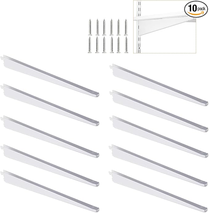 10 Pack 15‑Inch Adjustable Wire Shelf Brackets – Heavy‑Duty Double‑Track Closet by Unknown