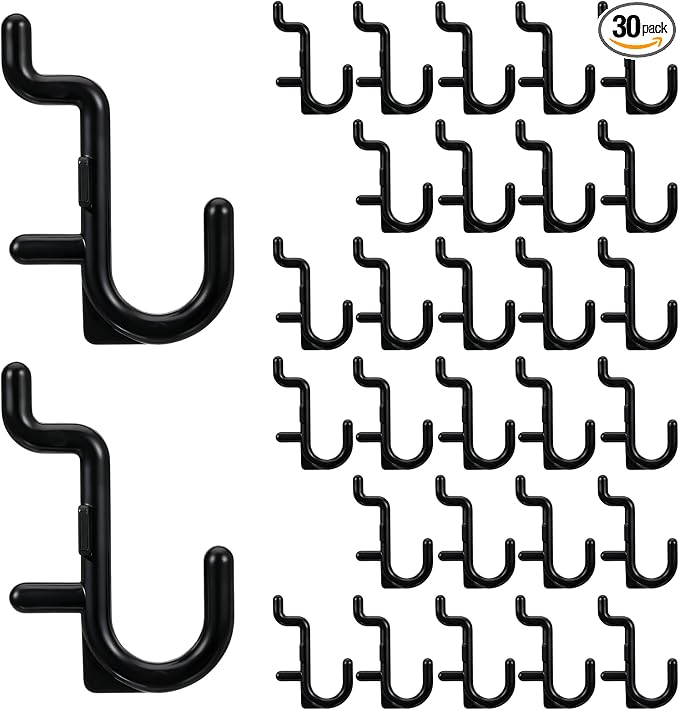 30 Pcs Black Pegboard Hooks, 1/4" Plastic Pegboard Hooks J Hooks Wall Display by Unknown