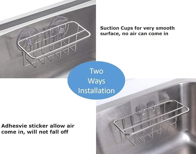 Sink Caddy Sponge Holder for Kitchen Sink Dish Cloth Hanger 2 Suspension Options - Image 4