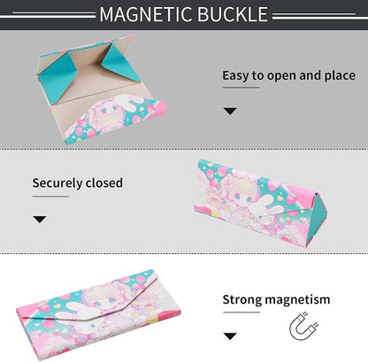 Foldable Glasses Case, Magnetic PU Leahter Sunglasses Case, Cute Hard Shell - Image 3