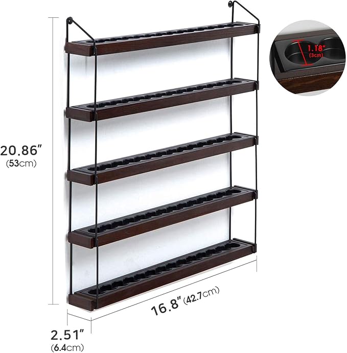 J JACKCUBE DESIGN Essential Oils Display Shelves Wall Mount Black Metal and Wood - Image 3