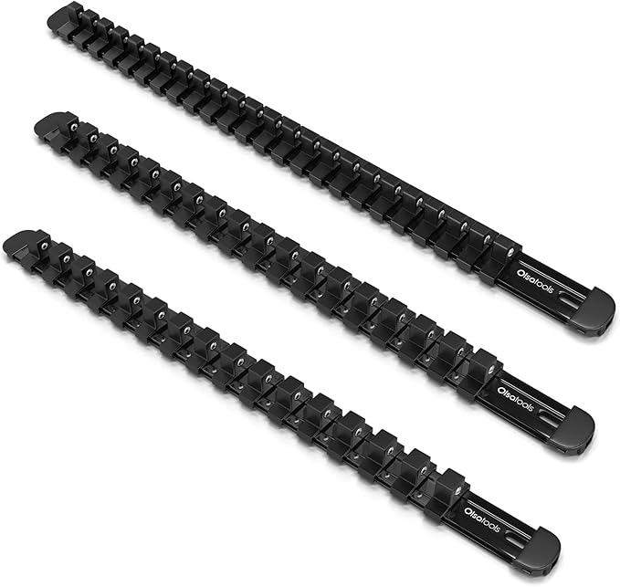 Olsa Tools Aluminum Socket Organizer, 3/8-Inch Drive x 18 Clips, 1/2-Inch Drive by OlsaTools