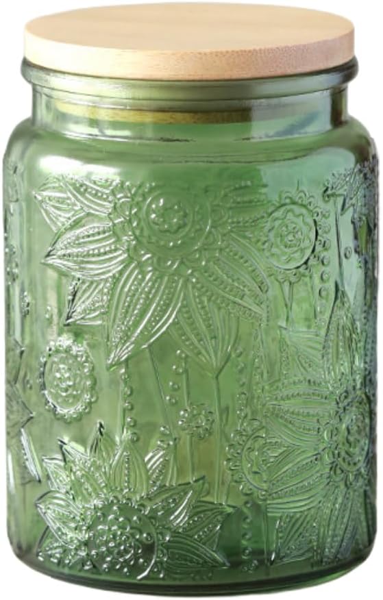 Green Glass Canister, Candy Jar by ANSQU