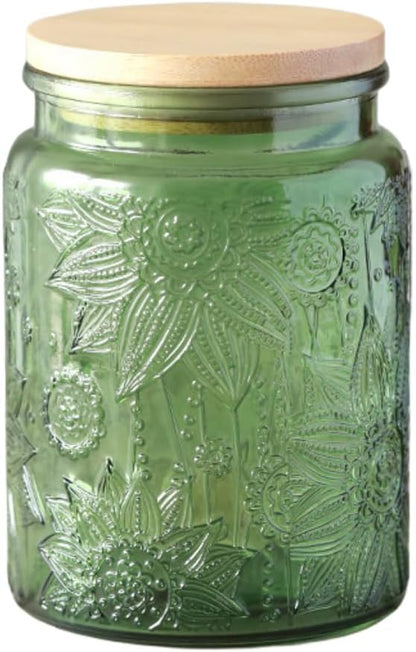 Green Glass Canister, Candy Jar by ANSQU