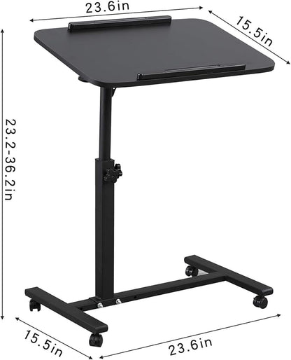 Bed Desk Adjustable Overbed Bedside Table Rolling Laptop Tray Desk Cart Height - Image 2