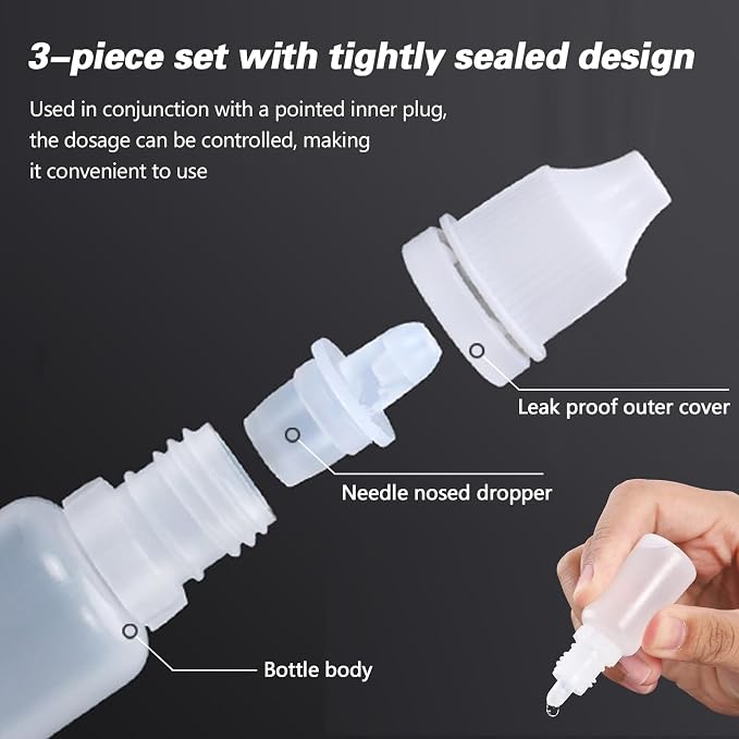 12PCS 15ML White Plastic Empty Squeezable Dropper Bottles Portable Eye Liquid - Image 3