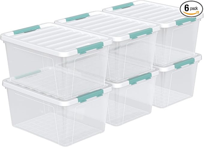 Gainhope 6 Pack 35 L Clear Plastic Storage Bin, Latch Storage Box by Unknown
