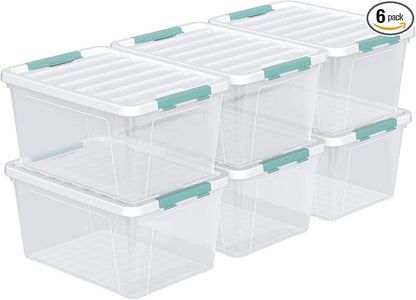 Gainhope 6 Pack 35 L Clear Plastic Storage Bin, Latch Storage Box by Unknown