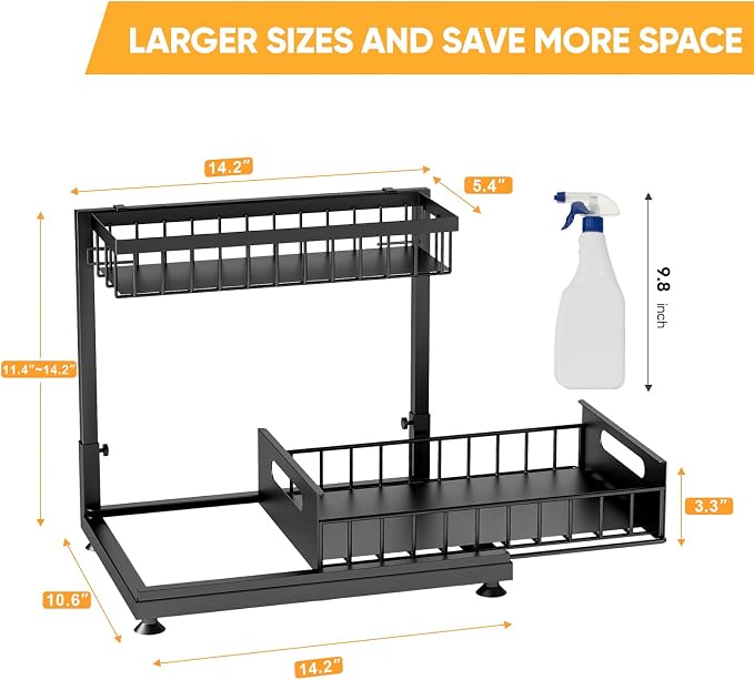 2 Pack Under Sink Organizer Storage 2-Tier Premium Metal Pull-Out Racks - Image 8