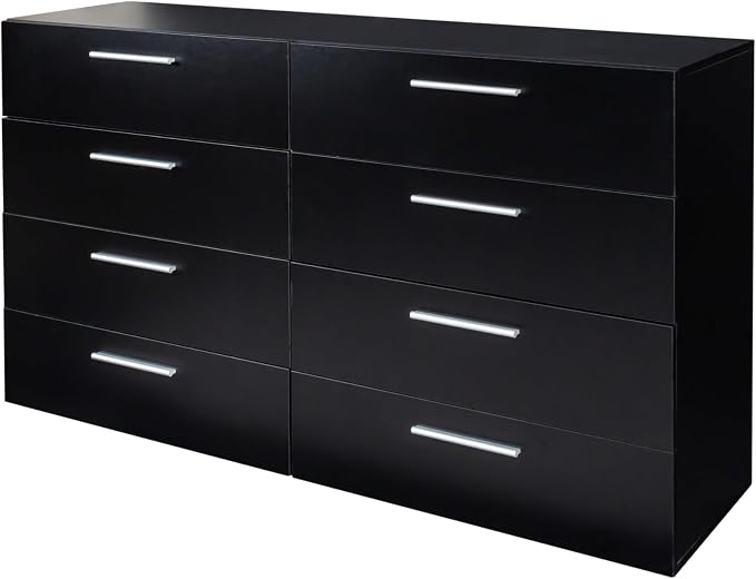 Karl home 8 Drawer Dresser, Wood Black Vanity Drawer Cabinet, Bedroom Storage - Image 3