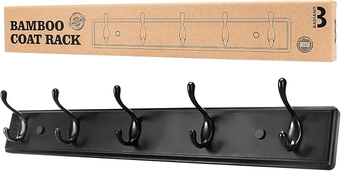 Wooden Coat Rack, Wall-Mounted Organizer by BADIANO