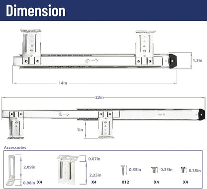 14" Keyboard Slide Heavy Duty Ball Bearing Slides Computer Tray Under Desk - Image 2