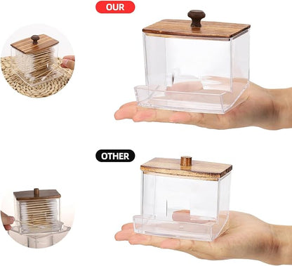 Tbestmax 10oz Qtip Holder Dispenser Big Clear Bathroom Container - Image 2