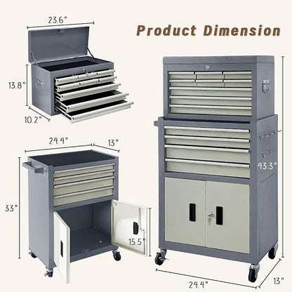 13-Drawer Double Doors Handle Rolling Tool Chest, 2 in 1 Detachable Rolling - Image 3