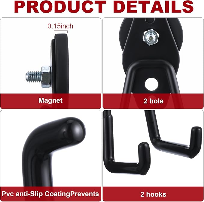 Landhoow Large Magnetic Hooks Heavy Duty Garage Magnet Hooks Strong Storage - Image 3