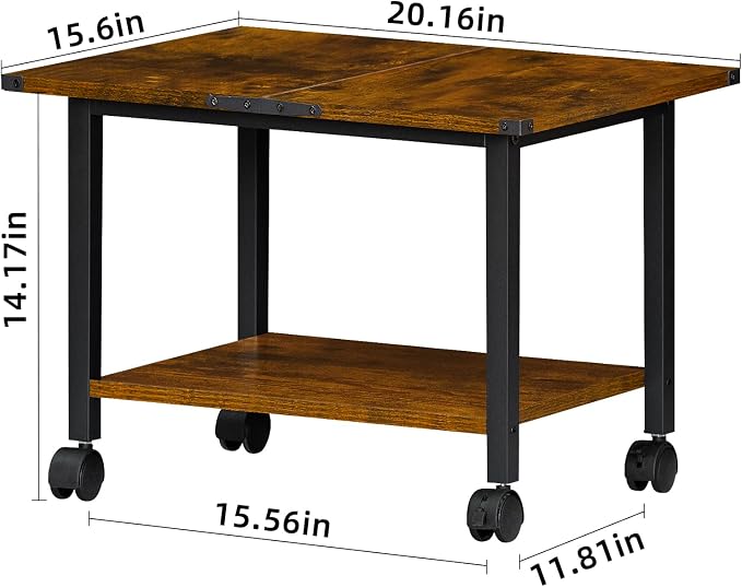 Lerliuo Under Desk Printer Stand, 2-Tier Industrial Mobile Printer Table - Image 3