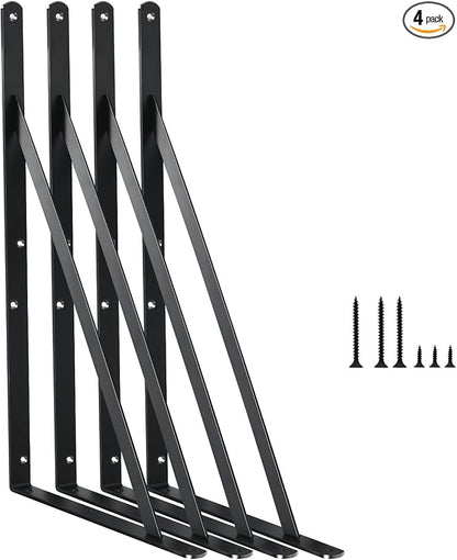 4 Pack L14 x H 10" Black Heavy Duty Shelf Brackets by MHMYDZ