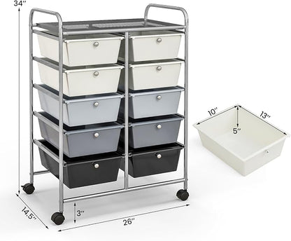 Giantex 10 Drawers Rolling Cart, Classroom Organizers, Storage Cart - Image 3