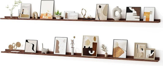 Floating Picture Ledge Shelves for Wall Set of 2, 95 Inches Picture Ledge Shelf by FunMemories