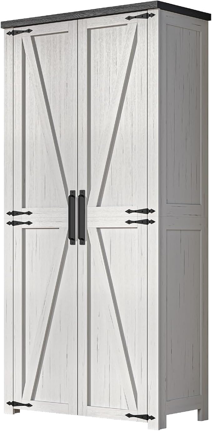 White Farmhouse Kitchen Pantry Cabinet, Dining Room, Living Room - Image 7