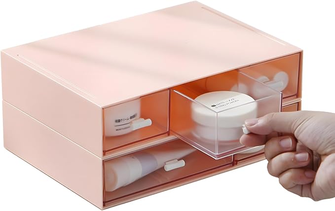Desktop Organiser with 5 Drawers, Stackable Plastic Storage Box on Desk by OSteedWares