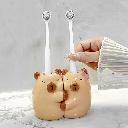Ceramic Toothbrush Holder for Bathroom, Cute Capybara Shape Tooth Brush Holders by Unknown