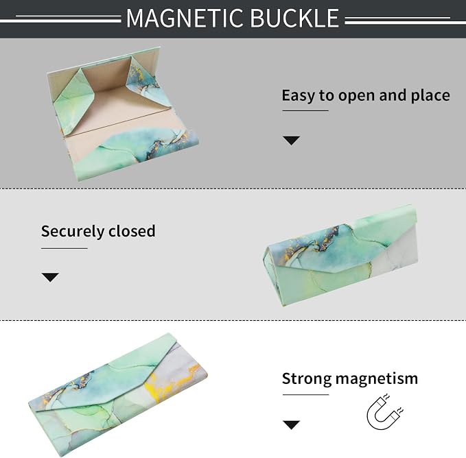Foldable Glasses Case, Magnetic PU Leahter Sunglasses Case, Cute Hard Shell - Image 5
