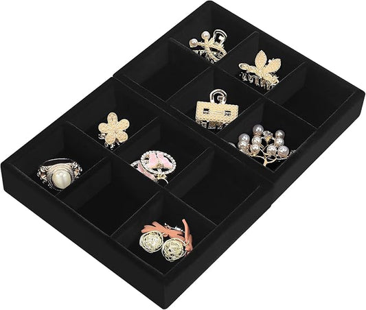 DesignSter Small Jewelry Tray-Ring Organizer 2PCS Premium Velvet Rings Earrings by DesignSter