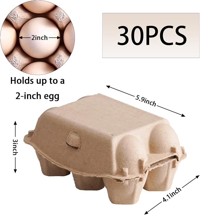 50 Pack Egg Cartons Cheap Bulk, Blank Natural Pulp Egg Carton 6 Count - Image 2