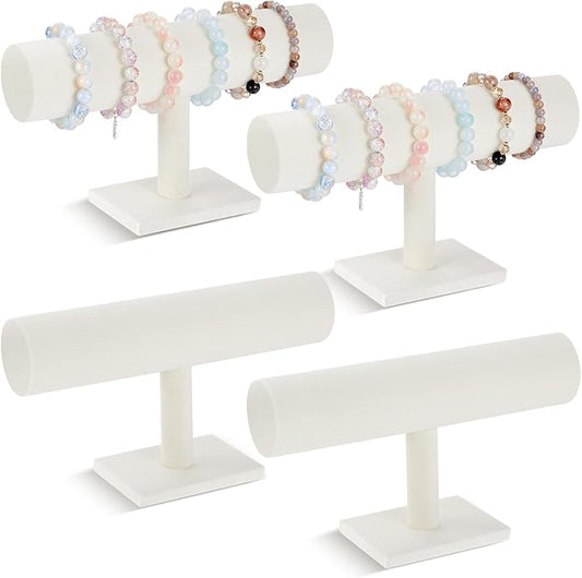 Wenqik 4 Pcs Bracelet Holder Stand Beige Velvet Bracelet Jewelry Display Holder by Wenqik
