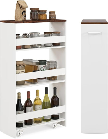LOKO 4-Tier Rolling Storage Cart, 8 Inches Slim Kitchen Cart on Wheels by LOKO