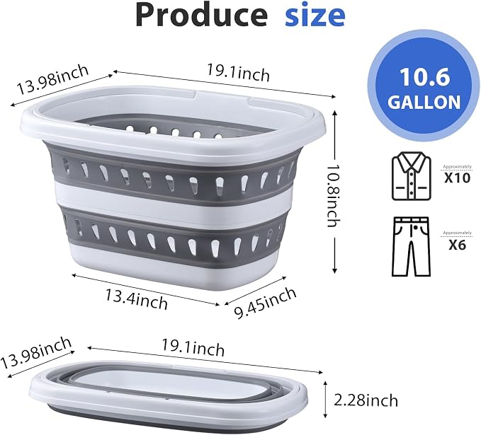 Monozuki Collapsible Plastic Laundry Basket 10.6 gallon Eco-recycled material- - Image 7