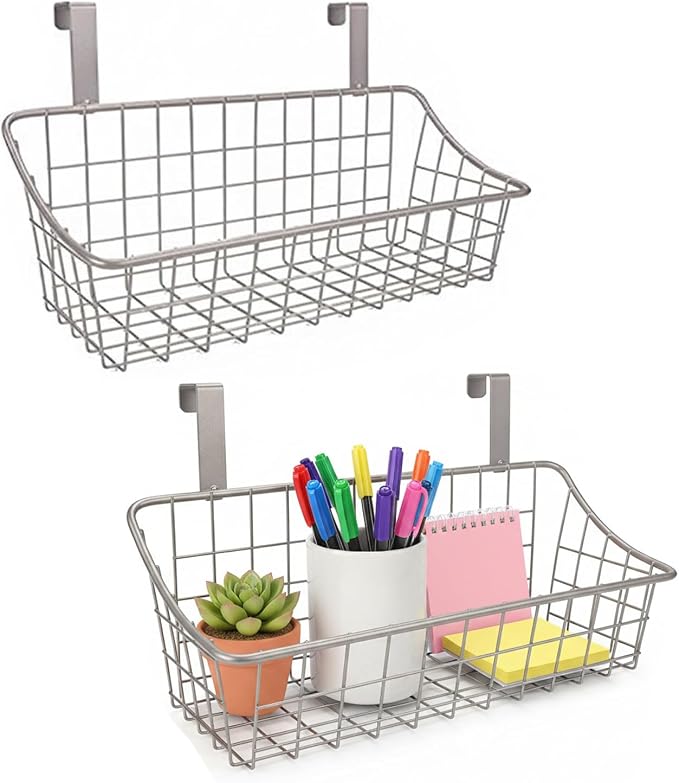 LeleCAT Basket with hook Grid Storage Basket, Hang it behind a door or on a by LeleCAT