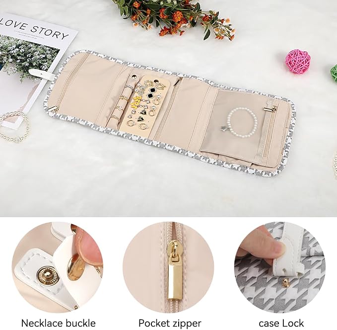 Voova Travel Jewelry Holder Organizer Case, Small Jewelry Storage Bag - Image 3