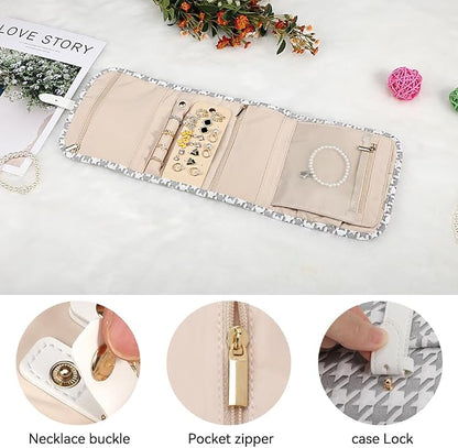 Voova Travel Jewelry Holder Organizer Case, Small Jewelry Storage Bag - Image 3
