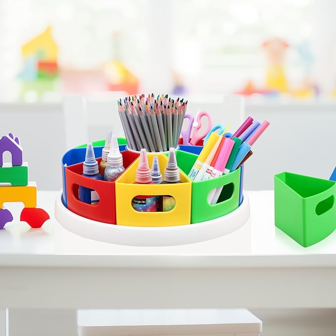 360 Degree Rotating Kids Desk Organizer, Colorful Art Supply Storage and - Image 2