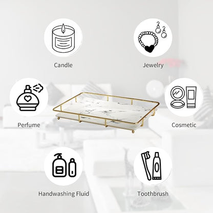 Vanity Tray Makeup Organizer Cosmetics Storage Bathroom Skincare Organizer - Image 2