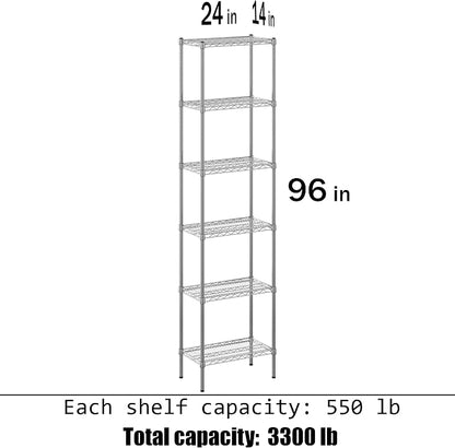 14" Deep x 24" Wide x 96" Height Wire Shelving Kit | 6-Tier | NSF Commercial - Image 3