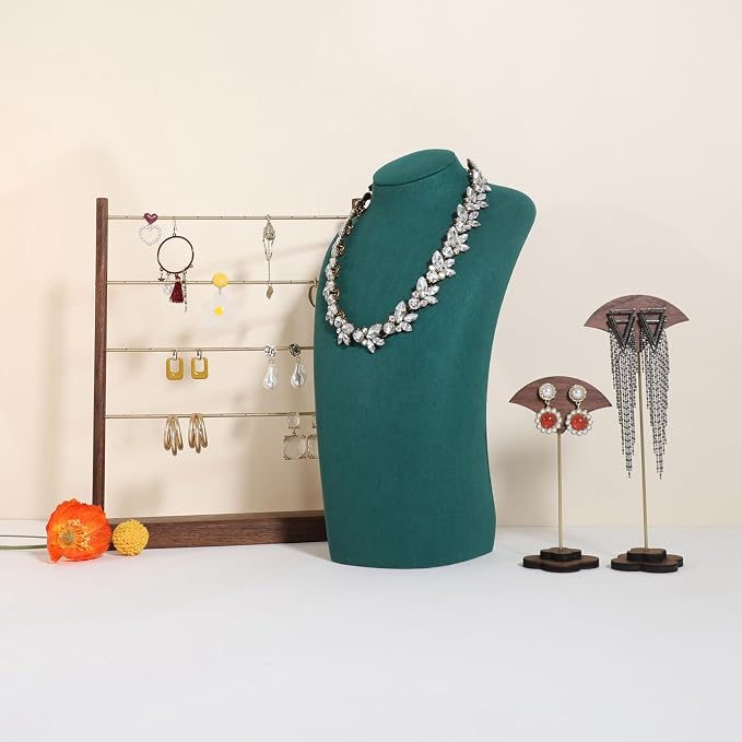 GemeShou Green necklace hanger jewelry organizer, Velvet jewelry stand necklace - Image 6
