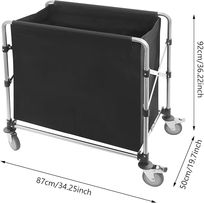 Commercial Laundry Cart with Wheels, Folding Laundry Hamper Cart, Heavy Duty - Image 2