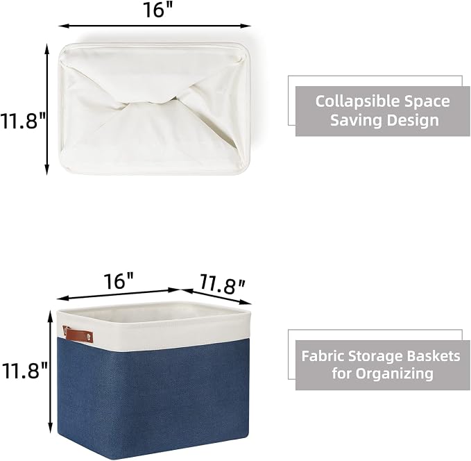 HNIZGE Large Rectangle Basket Fabric Baskets - Image 2