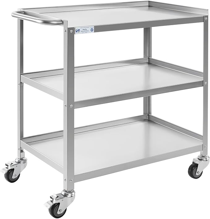 Hally Stainless Steel Utility Cart 3 Tier NSF Commercial Heavy Duty Metal by HallySinksTablesH
