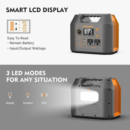 Enginstar Solar Generator, 296Wh Portable Power Station, 110V Pure Sine Wave - Image 5